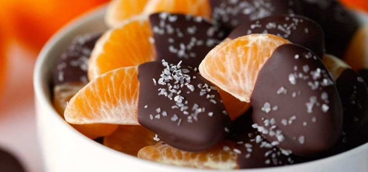 Gomos de tangerina e chocolate