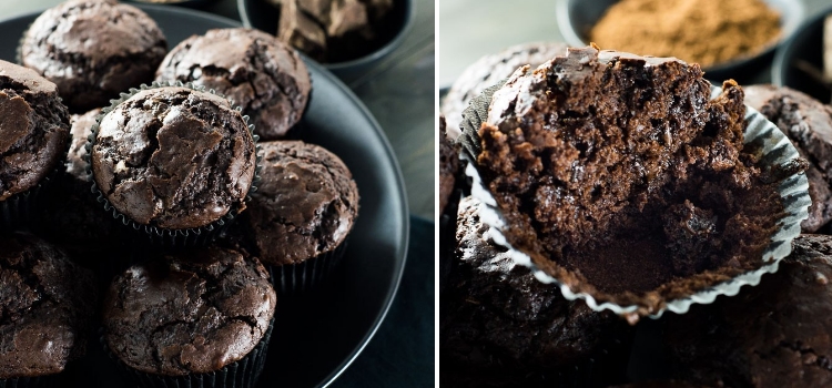 Muffins de chocolate com cacau