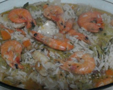 arroz de bacalhau e camarao